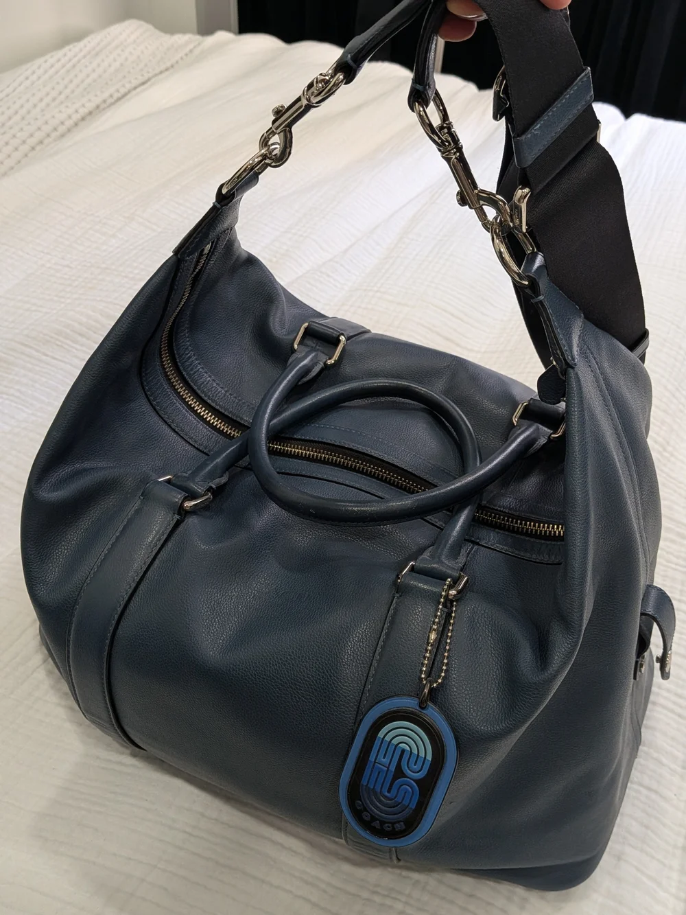 Coach Navy Leather Carryall